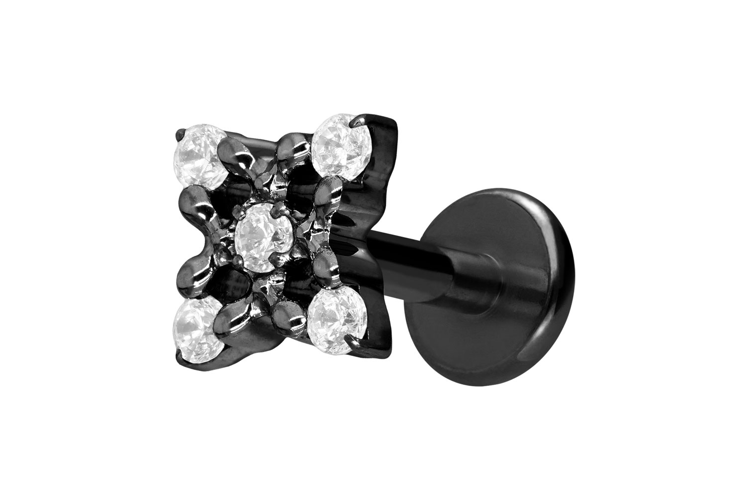 Titan Labret Piercing mit Innengewinde KRISTALLBLUME